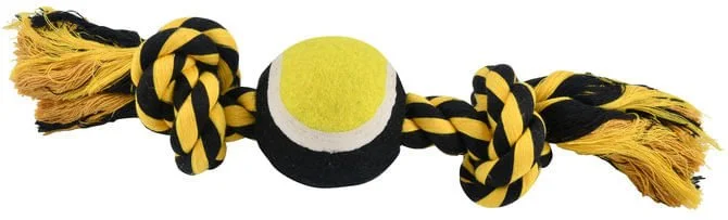 - Plush pet toy selectionNuts for Knots 2 Knot Rope with Tennis Ball, Assorted, 10"