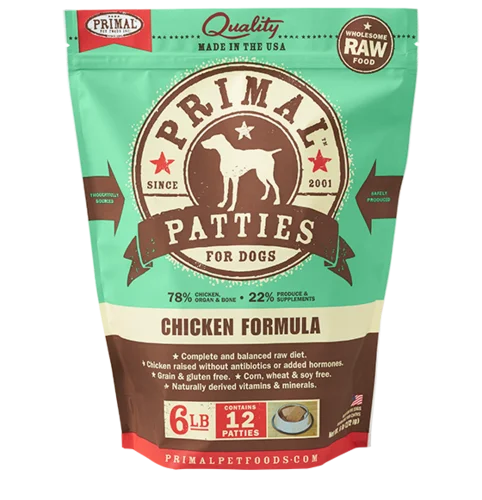 - Car dog seat beltPrimal Patties Raw Frozen Canine Chicken Formula