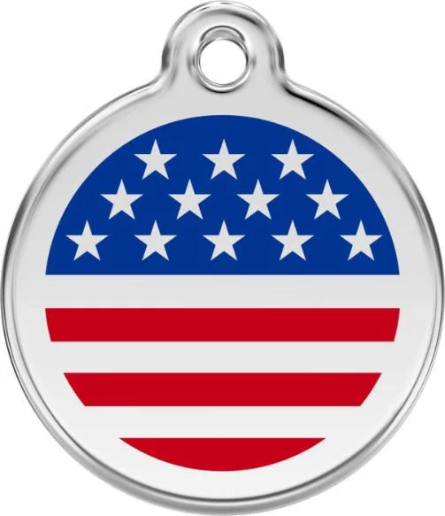 - Pet vitamin complex nutrition tabletsRed Dingo Enamel Dog & Cat ID Tags USA Stars & Stripes Flag