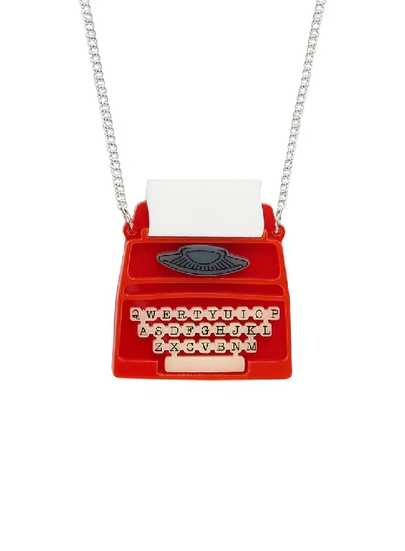 - Chinchilla cooling ice nest ceramic plateTypewriter Necklace - Recycled Red