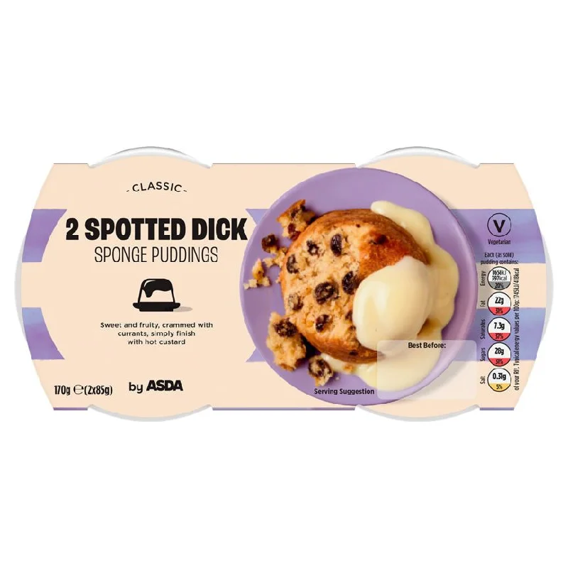 - Remote interactive pet feederASDA 2 Spotted Dick Sponge Puddings 2 x 85g (170g)