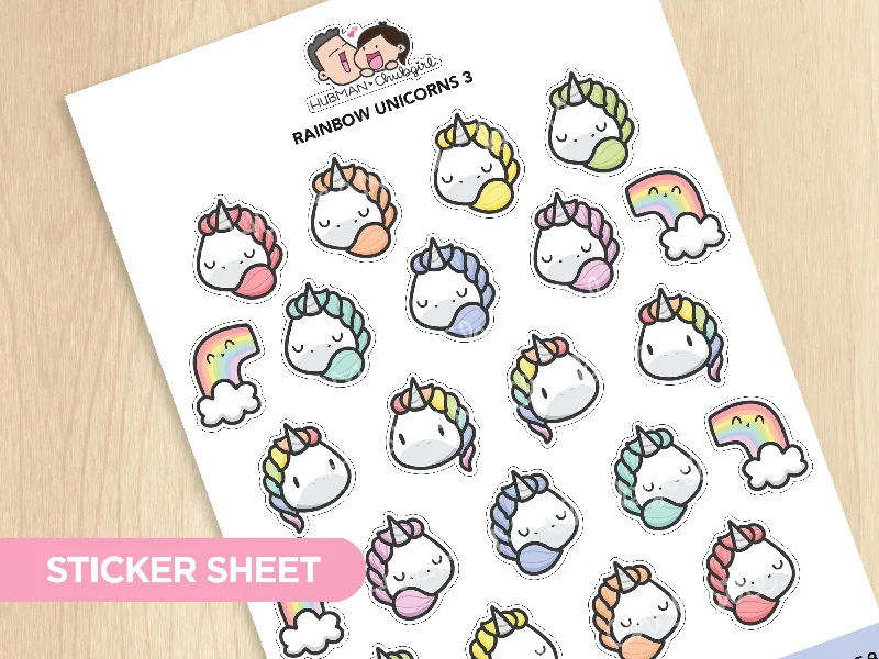 - Pet fence foldable indoorRainbow Unicorns 3 Sticker Sheet