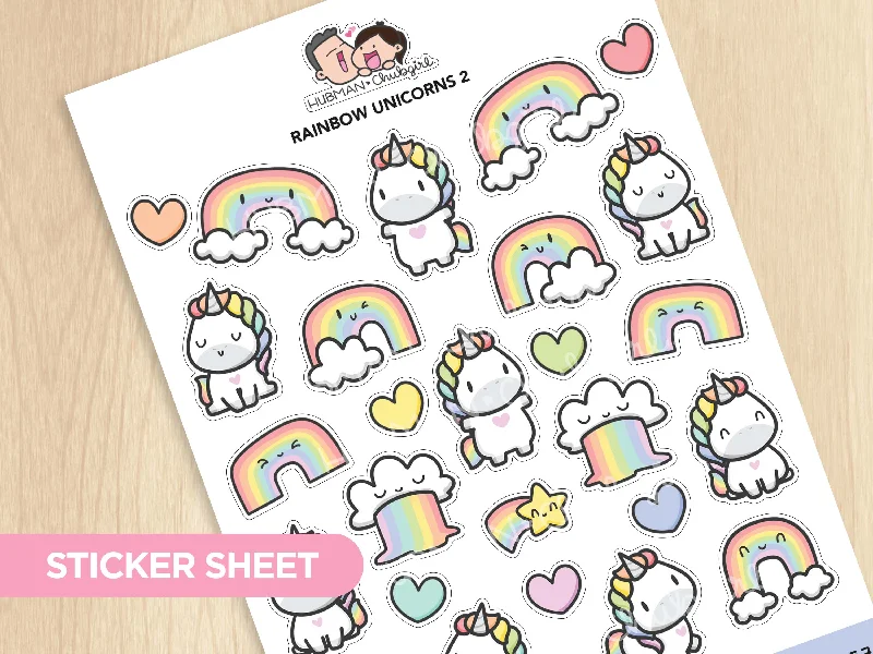 - Dog anti-slip matRainbow Unicorns 2 Sticker Sheet