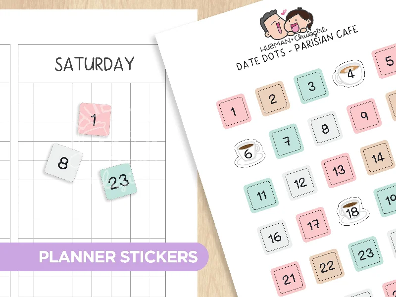 - Dog anti-slip matDate Dots - Parisian Cafe Planner Stickers