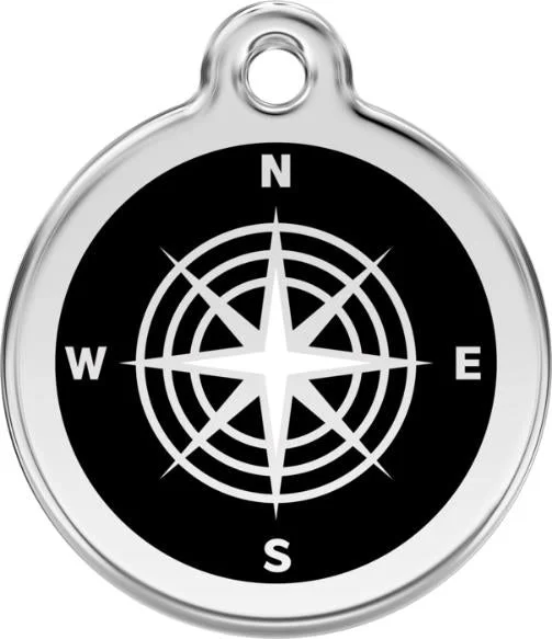 Pet ProductsRed Dingo Enamel Dog & Cat ID Tags Compass Black