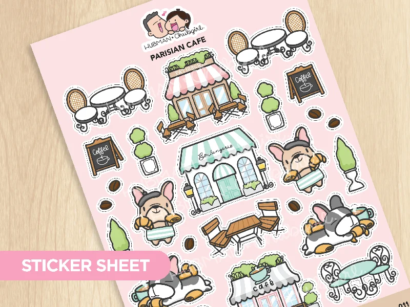 - Pet fence foldable indoorSticker Sheet - Parisian Cafe