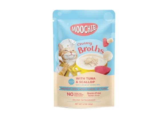 - Cat stress soothing sprayMOOCHIE CREAMY BROTH WITH TUNA & SCALLOP 40g POUCH