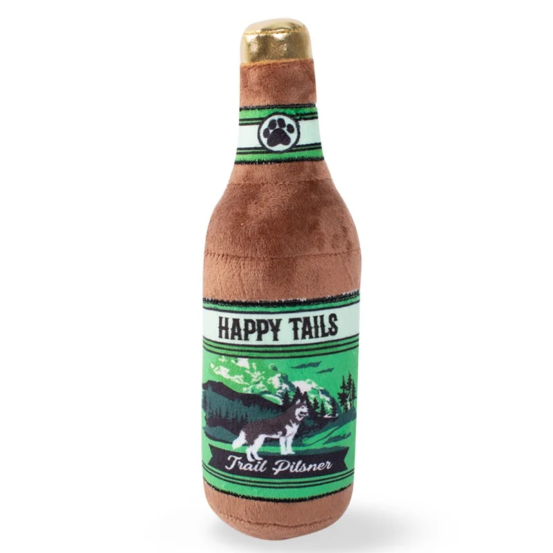 Pet ProductsFringe Studio: Squeaker Dog Toy - Happy Tails Beer Bottle