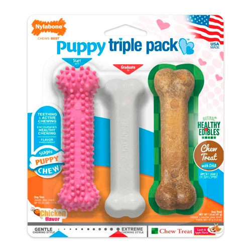 - Pet vitamin complex nutrition tabletsPuppy Chew Toys & Treat Triple Pack