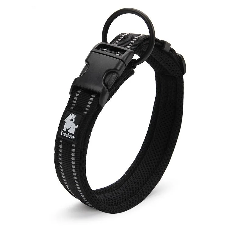  -Explosion-proof leash FOR LARGE dogsTruelove Dog Puppy Collars Airmesh Reflective Black 8 Sizes