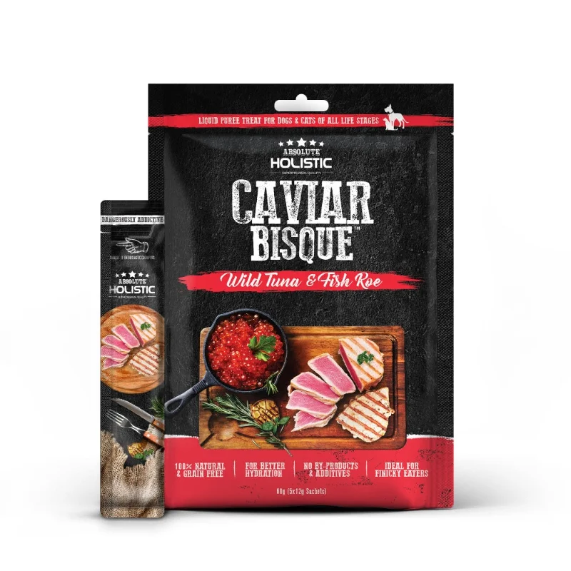    - Grain-free cat food recommendations  Absolute Holistic Bisque Tuna & Caviar Cat Treats