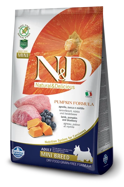 - Dog anti-slip matFarmina N&D Pumpkin Grain-Free Lamb & Blueberry Mini Breed Adult Dog Food