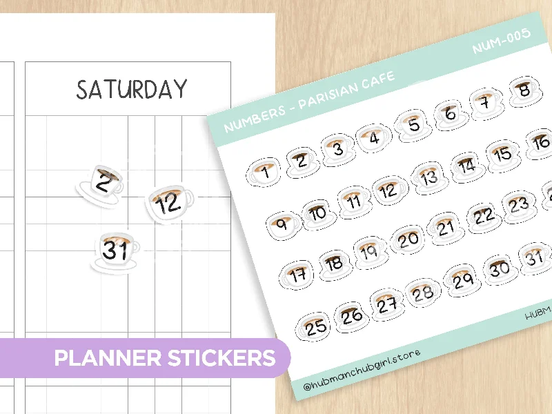 - Solid wood cat climbing frame customizedNumbers - Parisian Cafe Planner Stickers