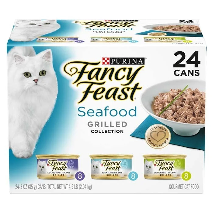    - Fish-based cat food  Fancy Feast Cat Food Can Adult Collection Grilled Seafood