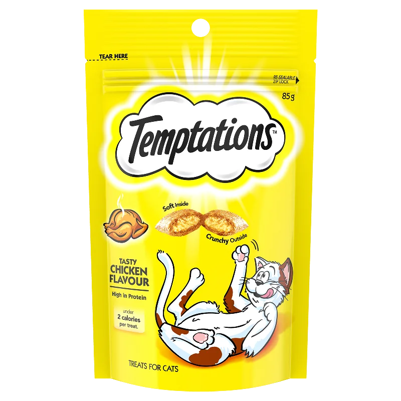    - Weight management cat food  Temptations Tasty Chicken Flavour Cat Treats