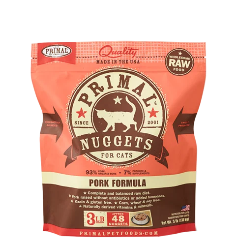 - Pet stroller can be taken on the planePrimal Nuggets Raw Frozen Feline Pork Formula