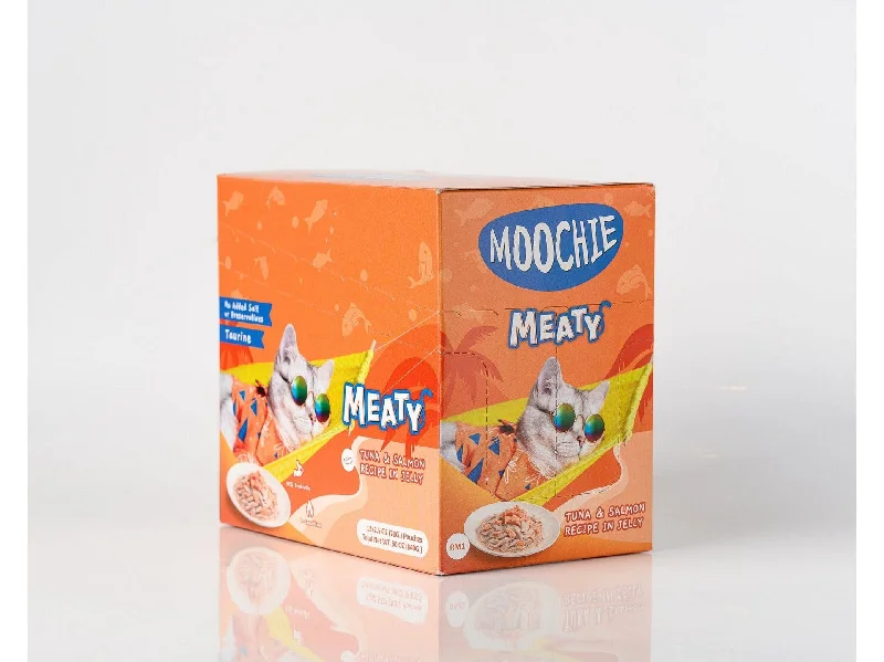 ---Moochie Meaty Tuna & salmon in jelly 12x70g Pouchs