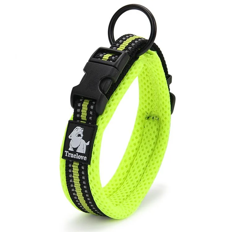 ---Truelove Dog Puppy Collars Airmesh Reflective Neon Yellow 8 Sizes