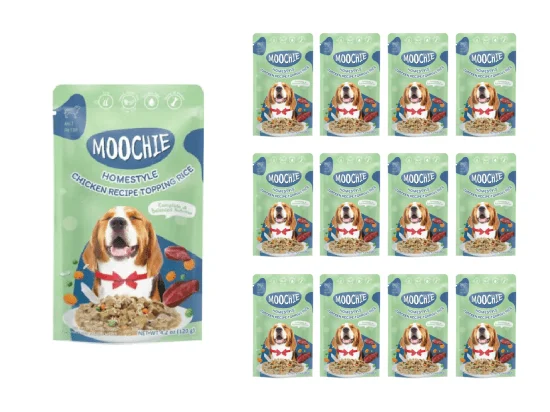 - Organic cotton dog bibsMOOCHIE HOMESTYLE CHICKEN & RICE 120gX12 POUCHS