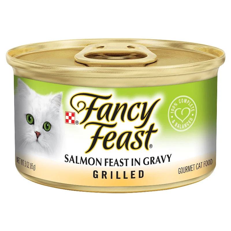  . **Price and Purchasing**  Fancy Feast Cat Food Can Adult Grilled Salmon Feast in Gravy