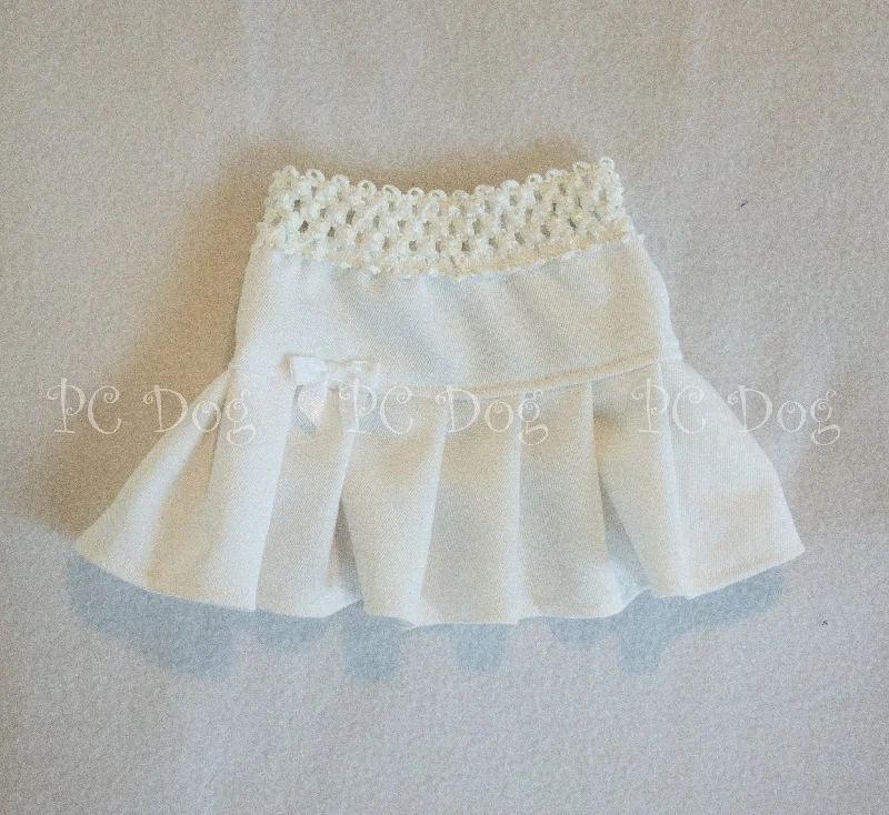 Large dog clothesWhite Denim Short Pleated Skirt