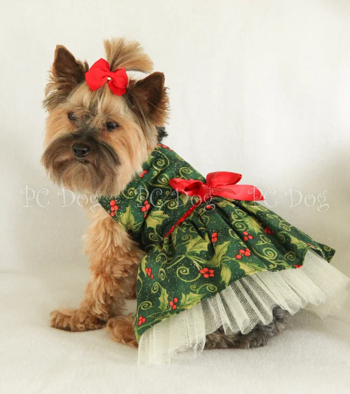 Pet lace clothesHolly Berry Sequin Dress