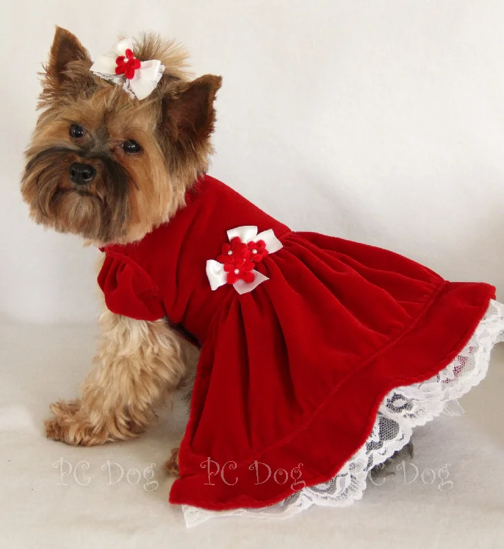 Pet summer light clothesRed Velvet Dress